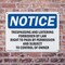Signmission Trespassing And Loitering Forbidden By Law OSHA Notice Sign, Plastic, 10in W x 7in L, 2PK OS-2PACK-NS-P-710-L-18730 - alternate 5
